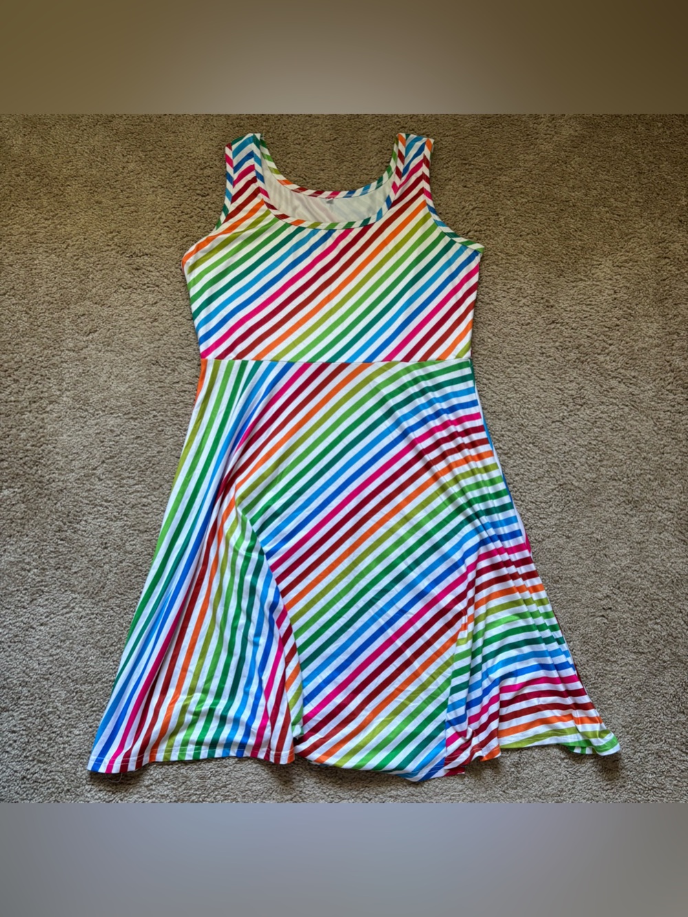 Rainbow Stripe Women's Sleeveless Dress (XL)